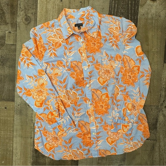 Talbots Orange and Blue Button Down Shirt size Medium - Picture 1 of 13